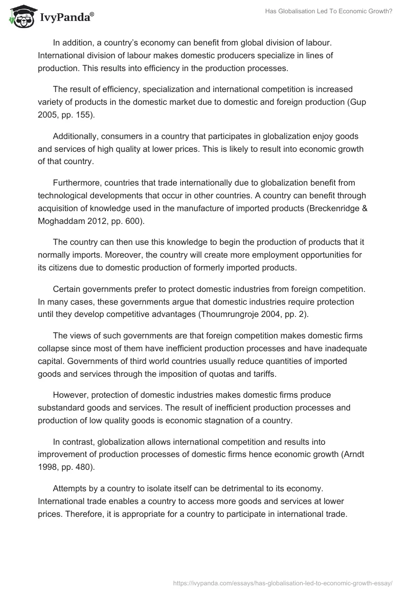 Has Globalisation Led To Economic Growth?. Page 2