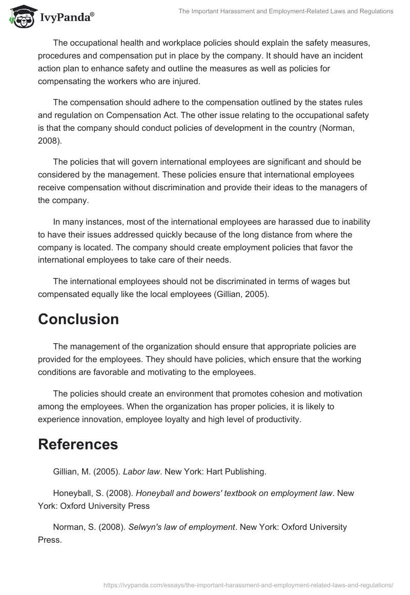 The Important Harassment and Employment-Related Laws and Regulations. Page 3
