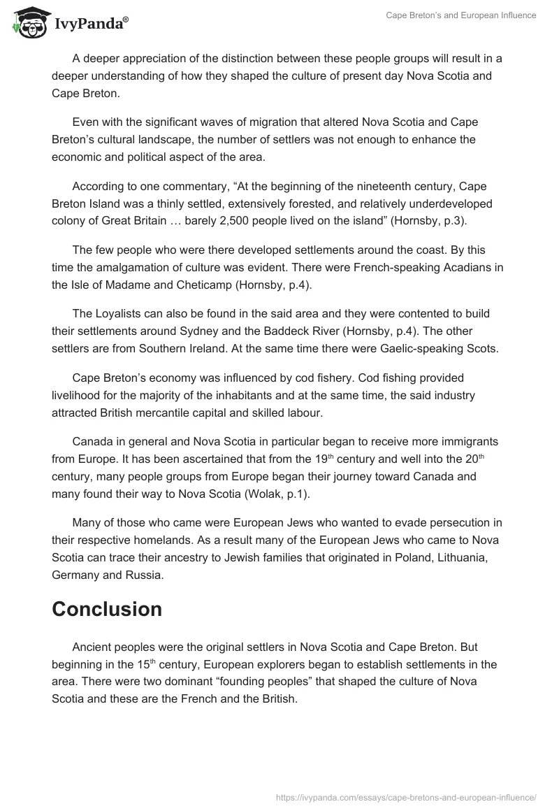 Cape Breton’s and European Influence. Page 3