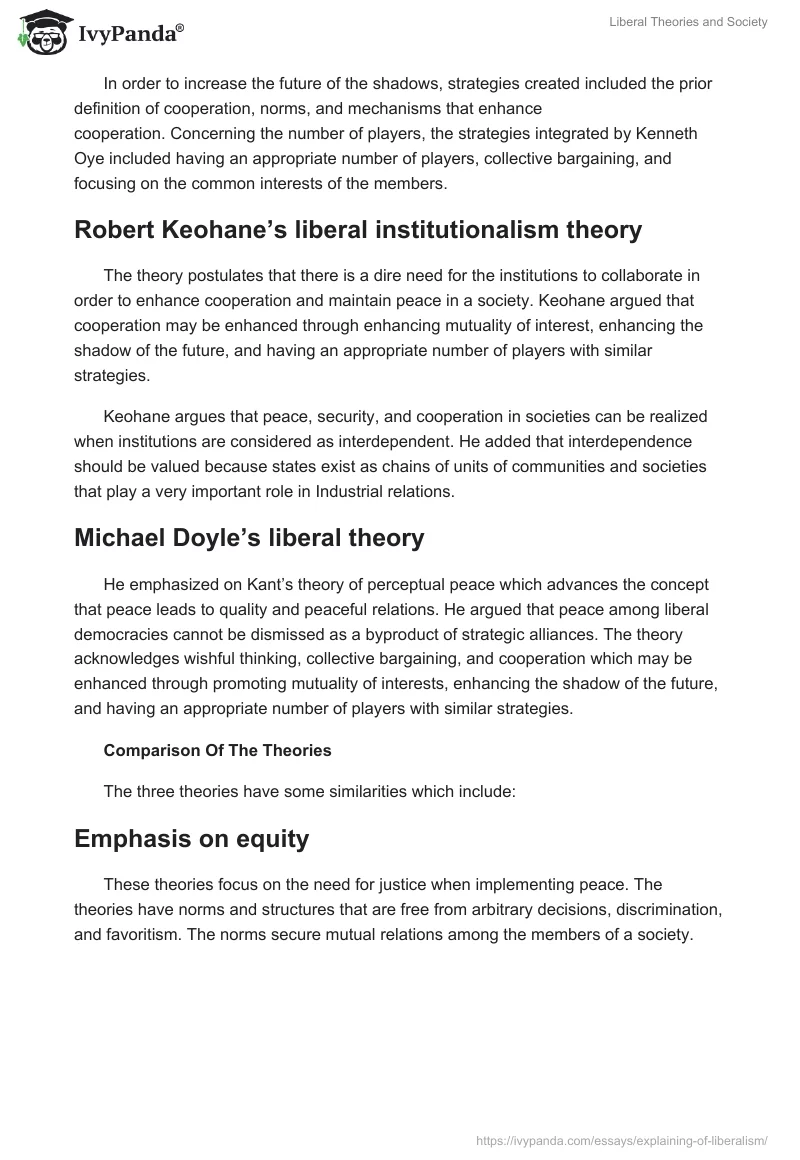 Liberal Theories and Society. Page 2