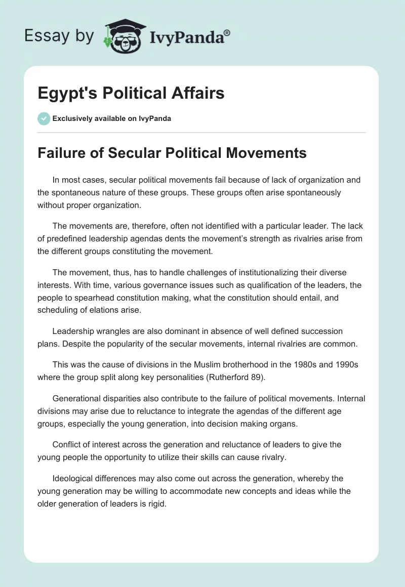 Egypt's Political Affairs. Page 1
