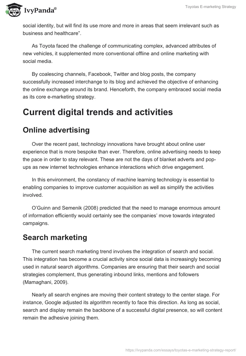 Toyotas E-marketing Strategy. Page 4