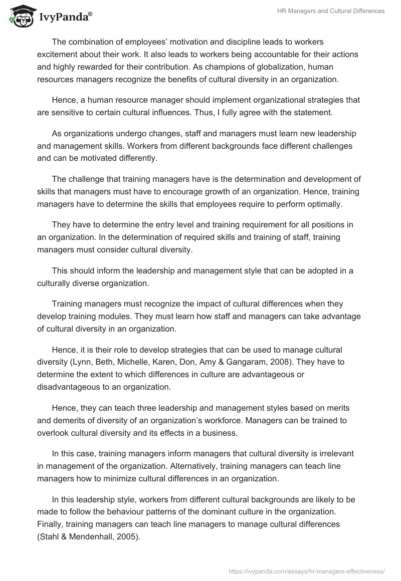 HR Managers and Cultural Differences. Page 4