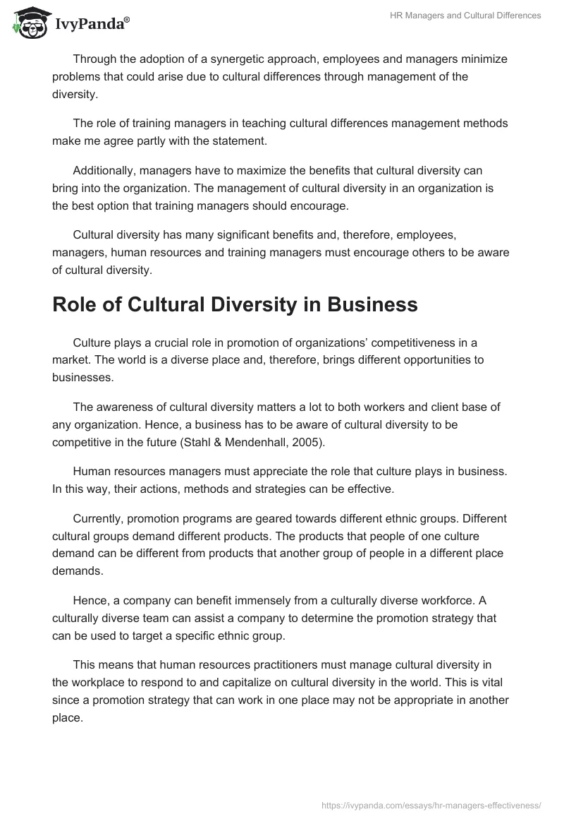 HR Managers and Cultural Differences. Page 5