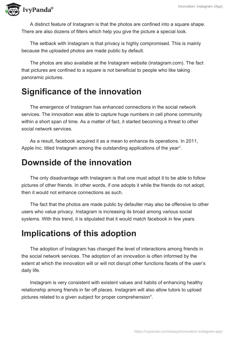 Innovation: Instagram (App). Page 2