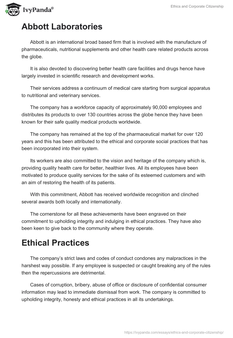 Ethics and Corporate Citizenship. Page 2