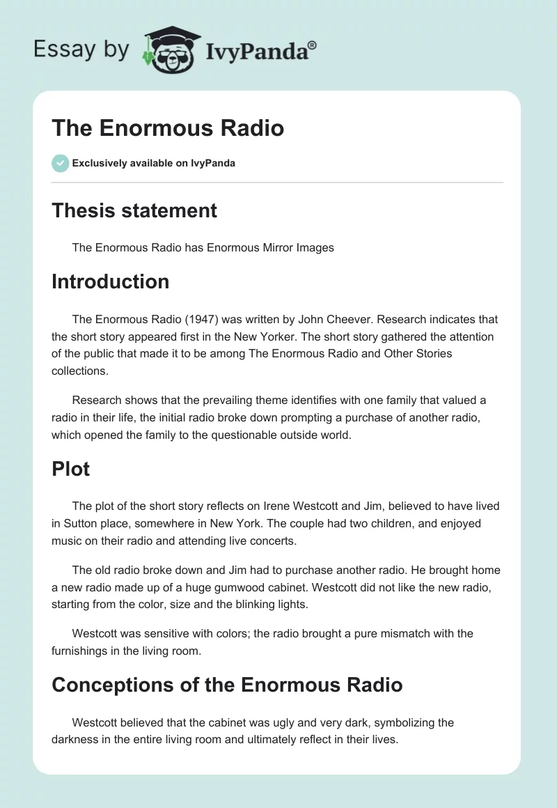 The Enormous Radio. Page 1