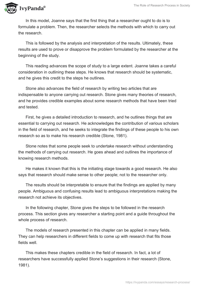 The Role of Research Process in Society. Page 2