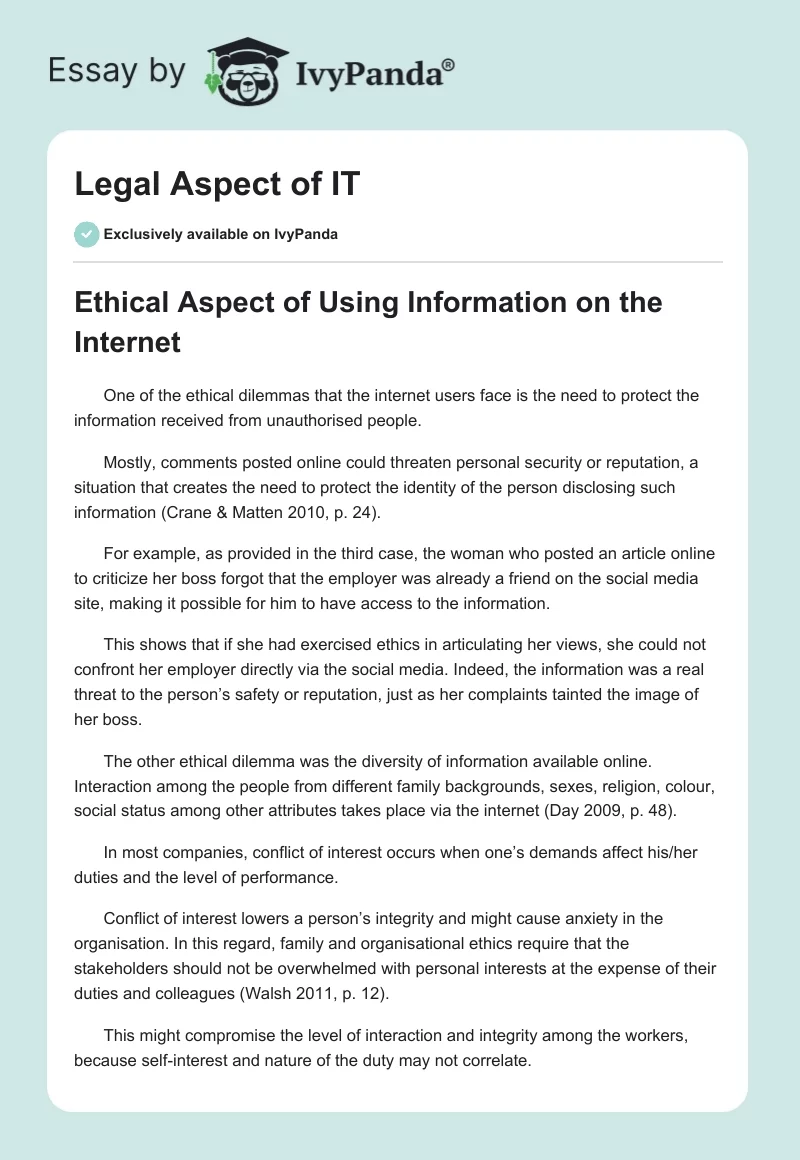 Legal Aspect of IT. Page 1