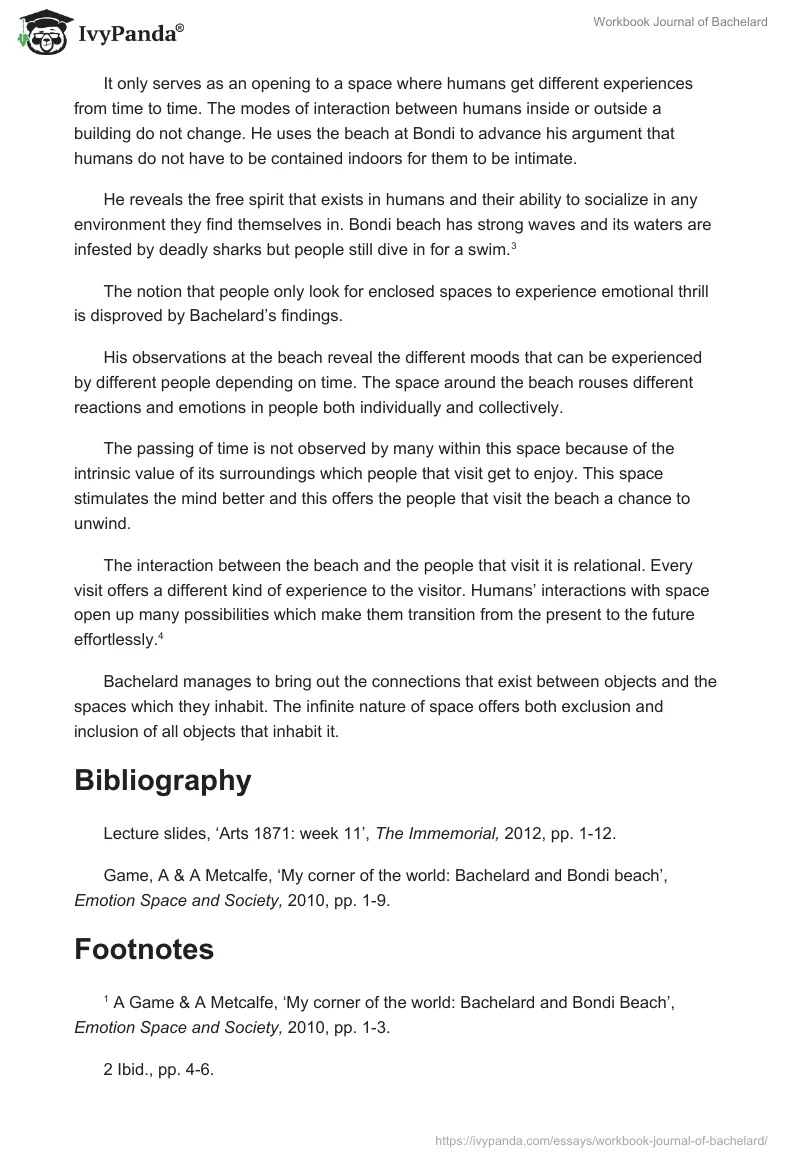 Workbook Journal of Bachelard. Page 2