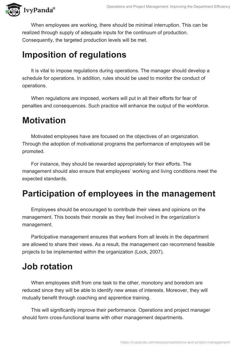 Operations and Project Management: Improving the Department Efficiency. Page 2