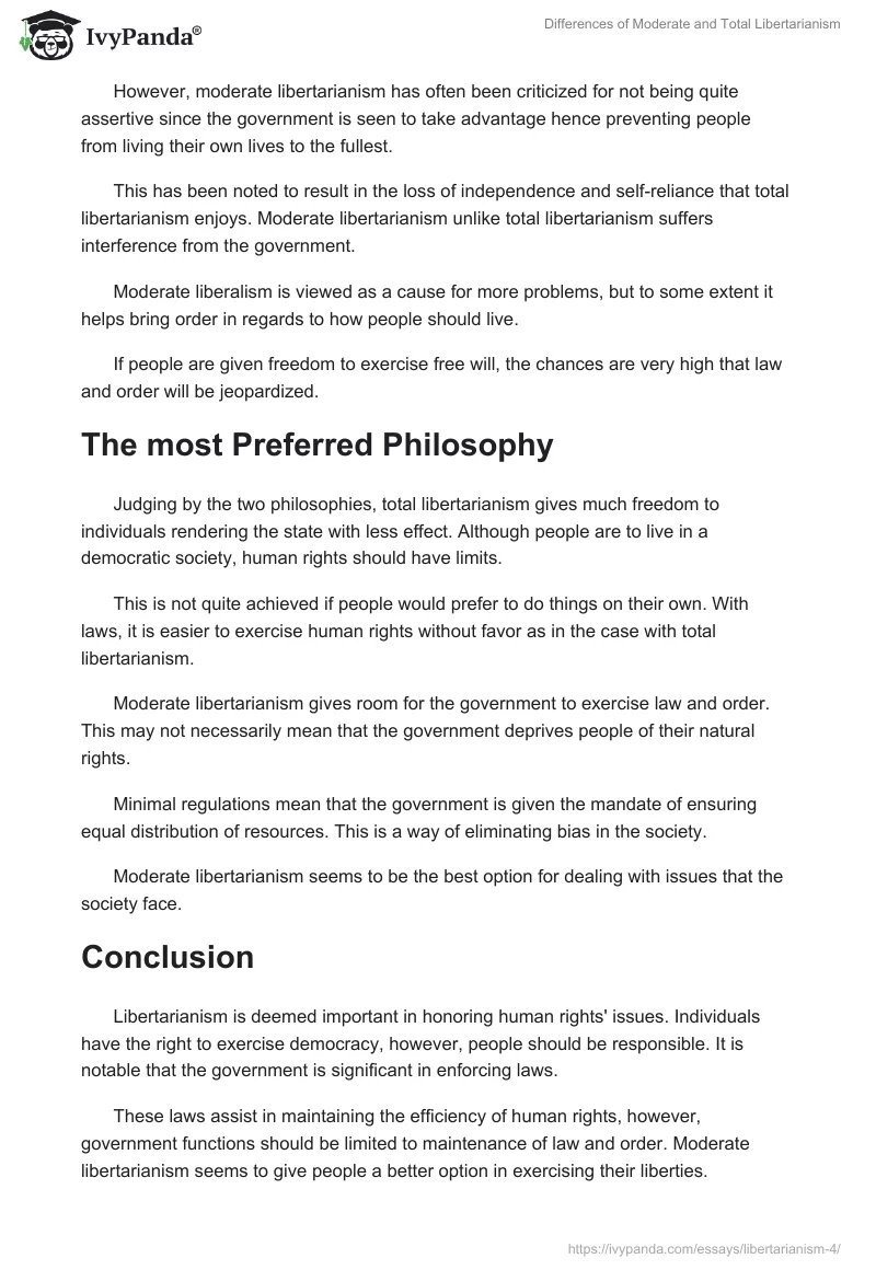 Differences of Moderate and Total Libertarianism. Page 2