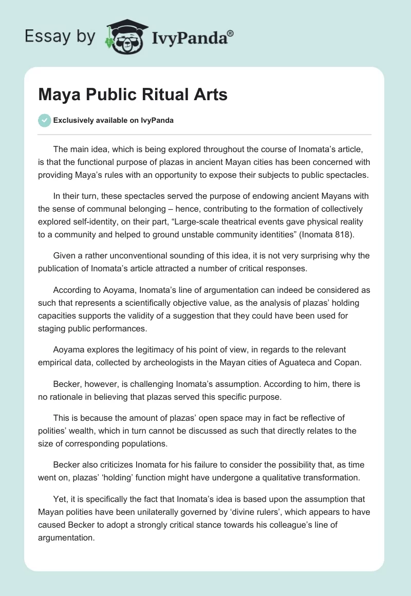 Maya Public Ritual Arts. Page 1