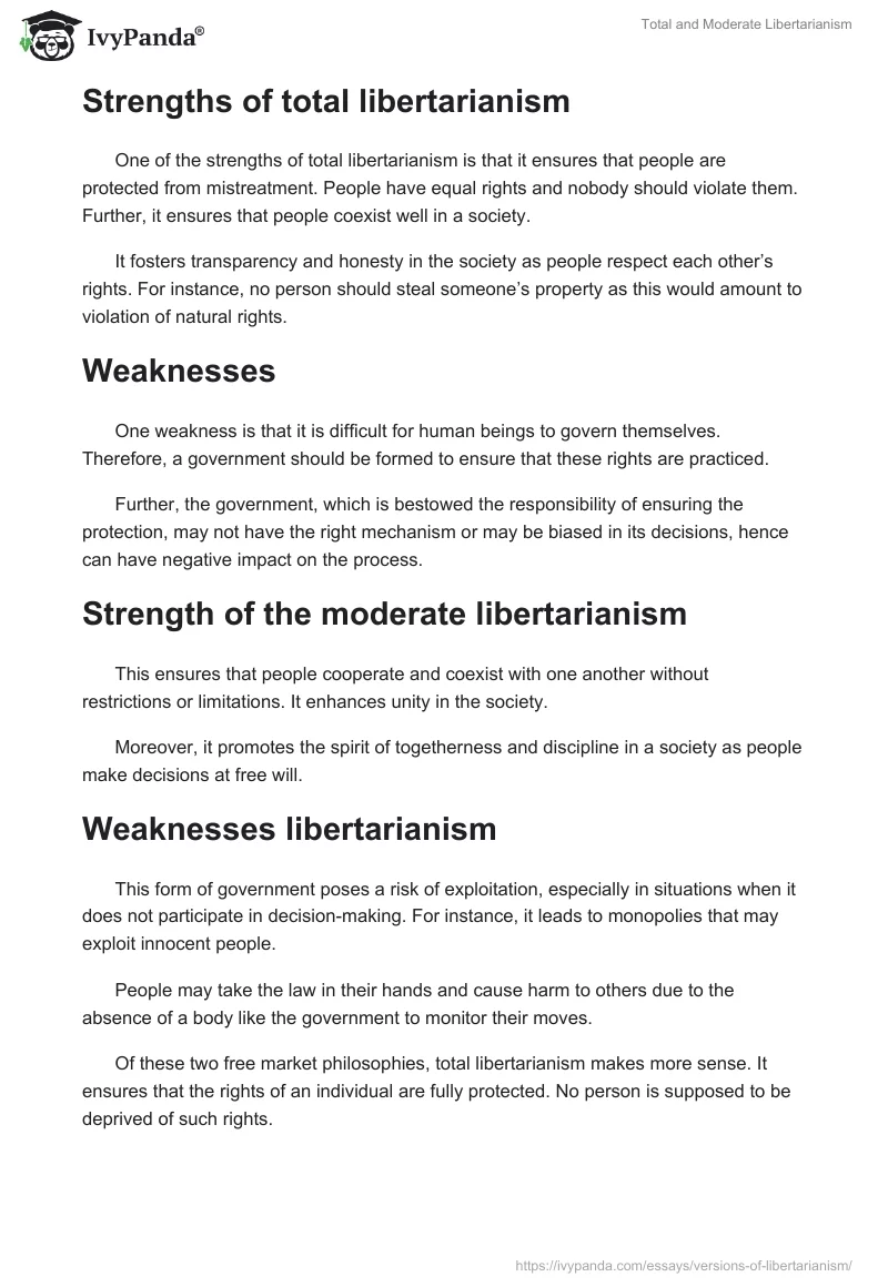 Total and Moderate Libertarianism. Page 2