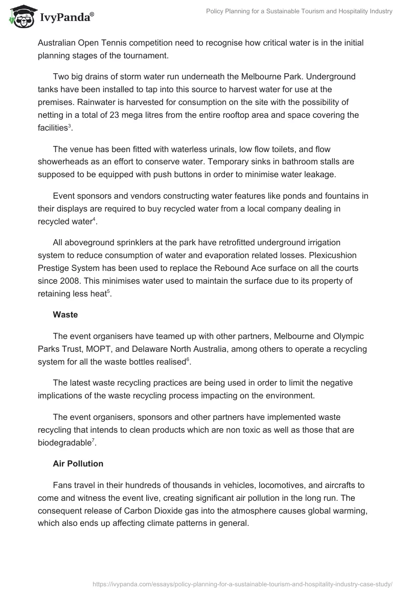 Policy Planning for a Sustainable Tourism and Hospitality Industry. Page 4