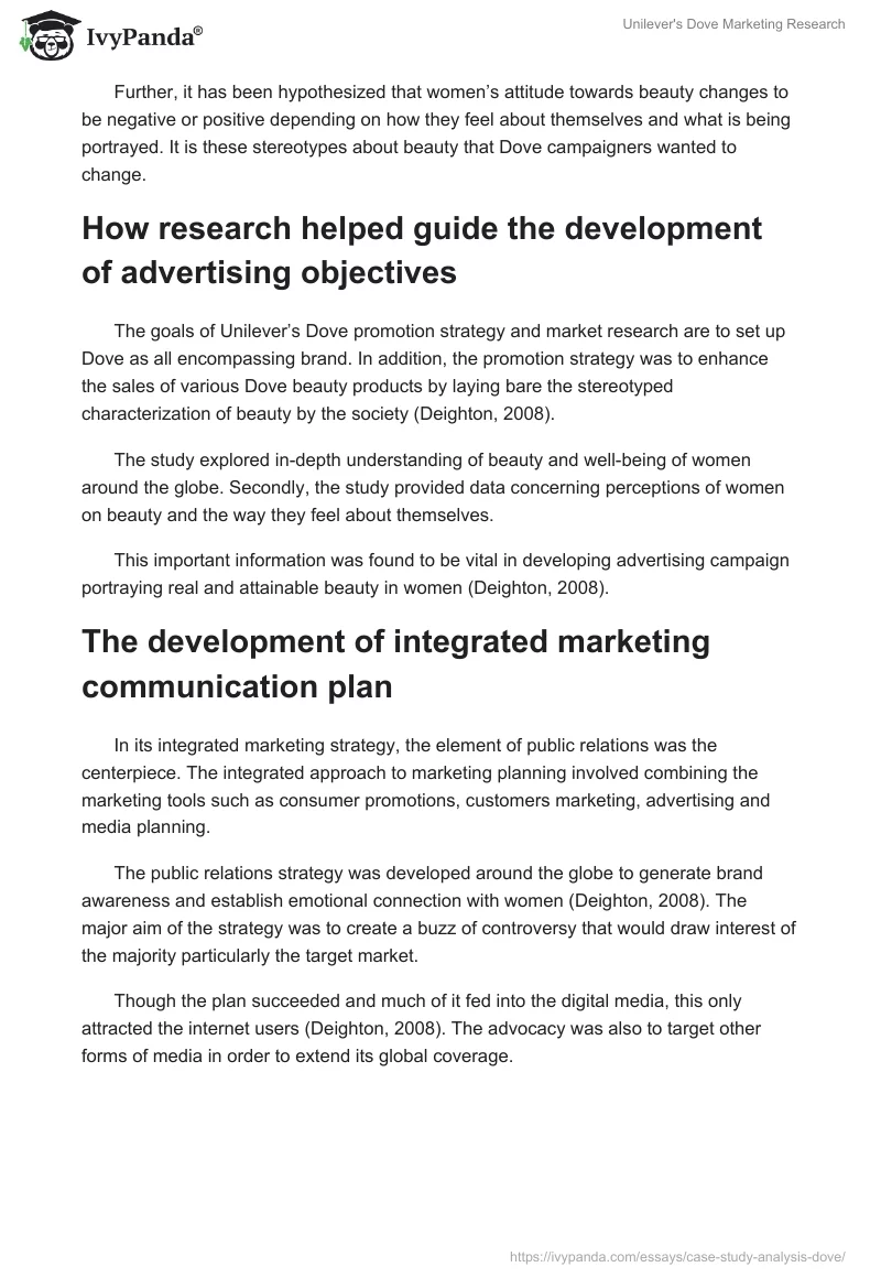Unilever's Dove Marketing Research. Page 2