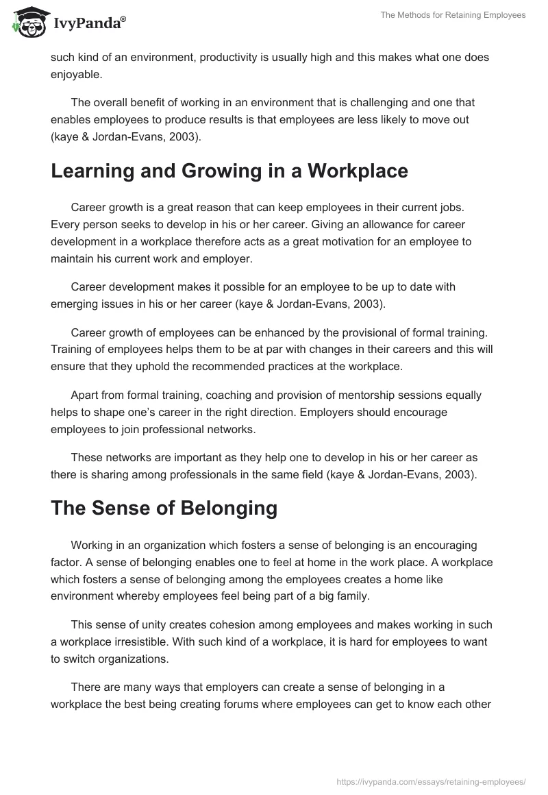 The Methods for Retaining Employees. Page 2