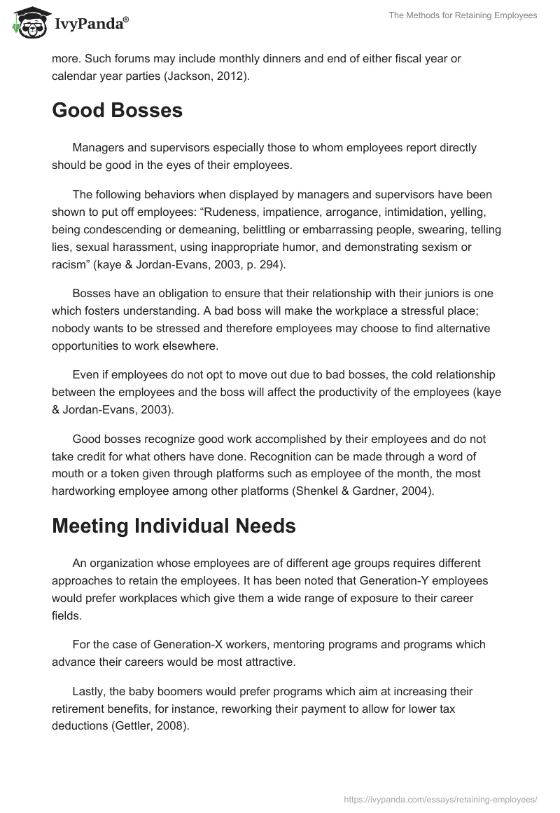 The Methods for Retaining Employees. Page 3