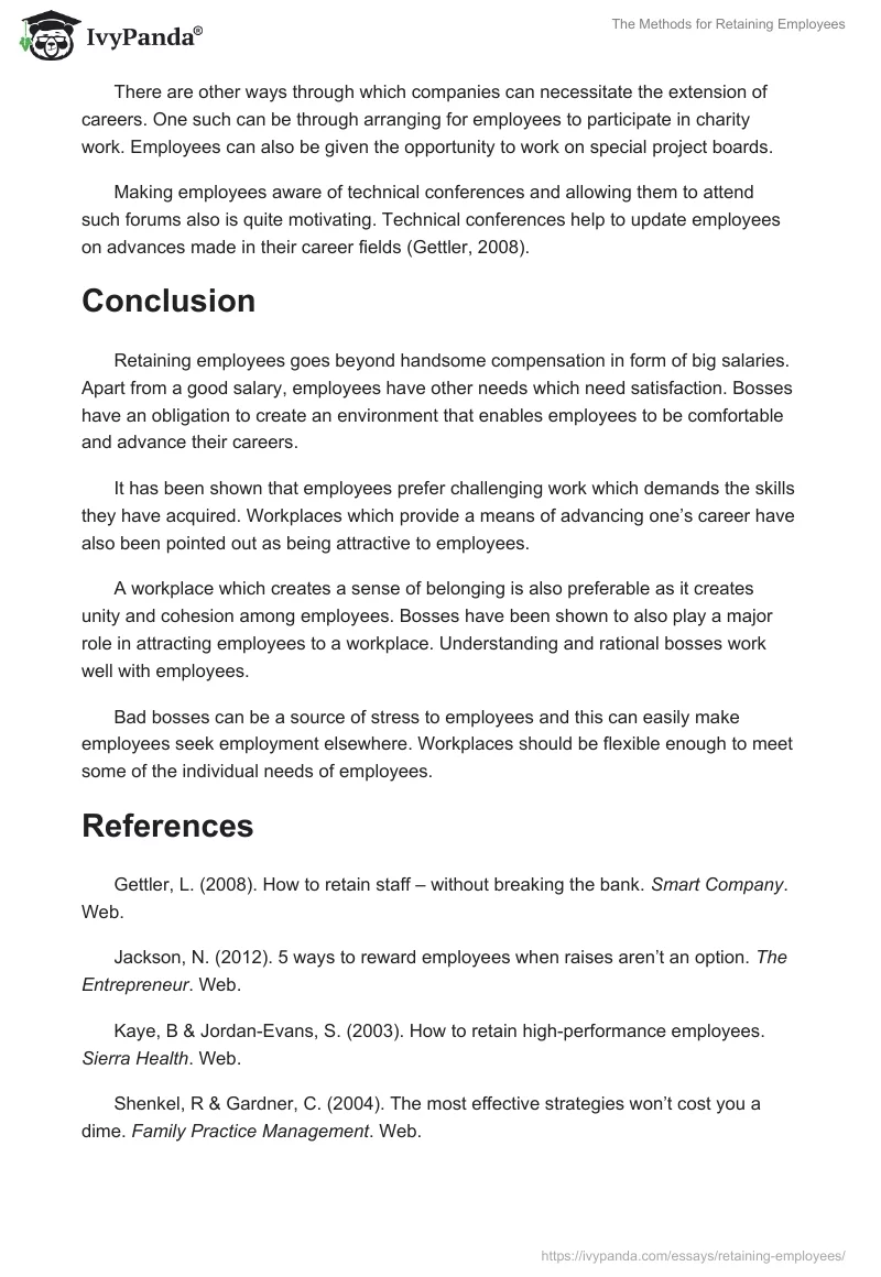The Methods for Retaining Employees. Page 4