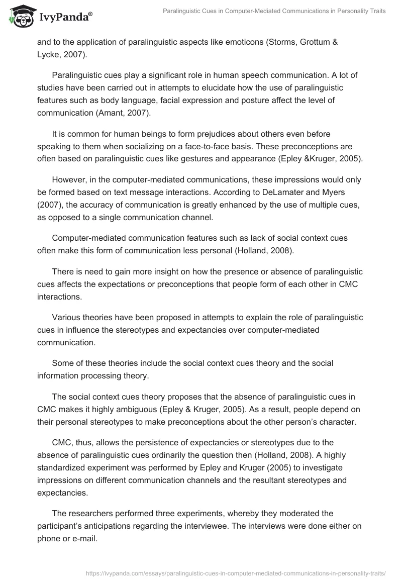 Paralinguistic Cues in Computer-Mediated Communications in Personality Traits. Page 2