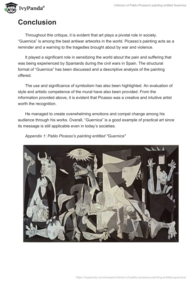 Analysis of Guernica: Pablo Picasso's Guernica Critique. Page 4