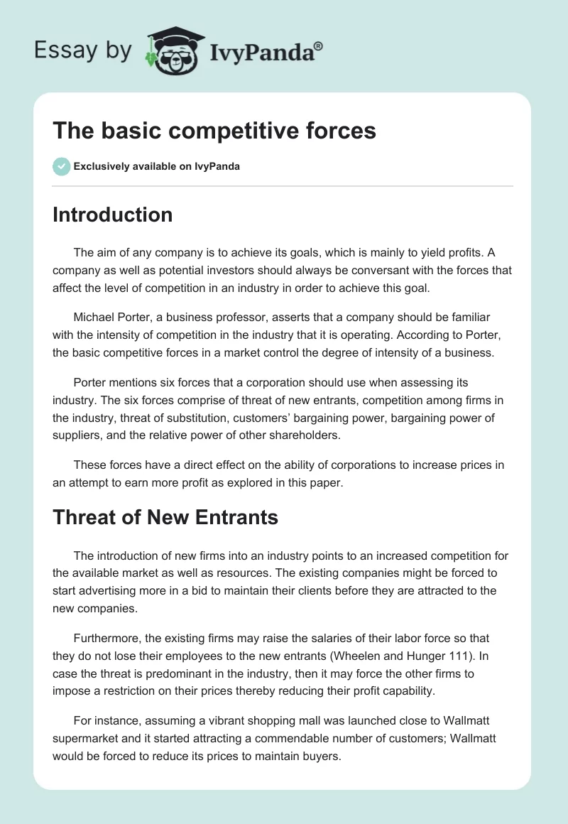 The basic competitive forces. Page 1