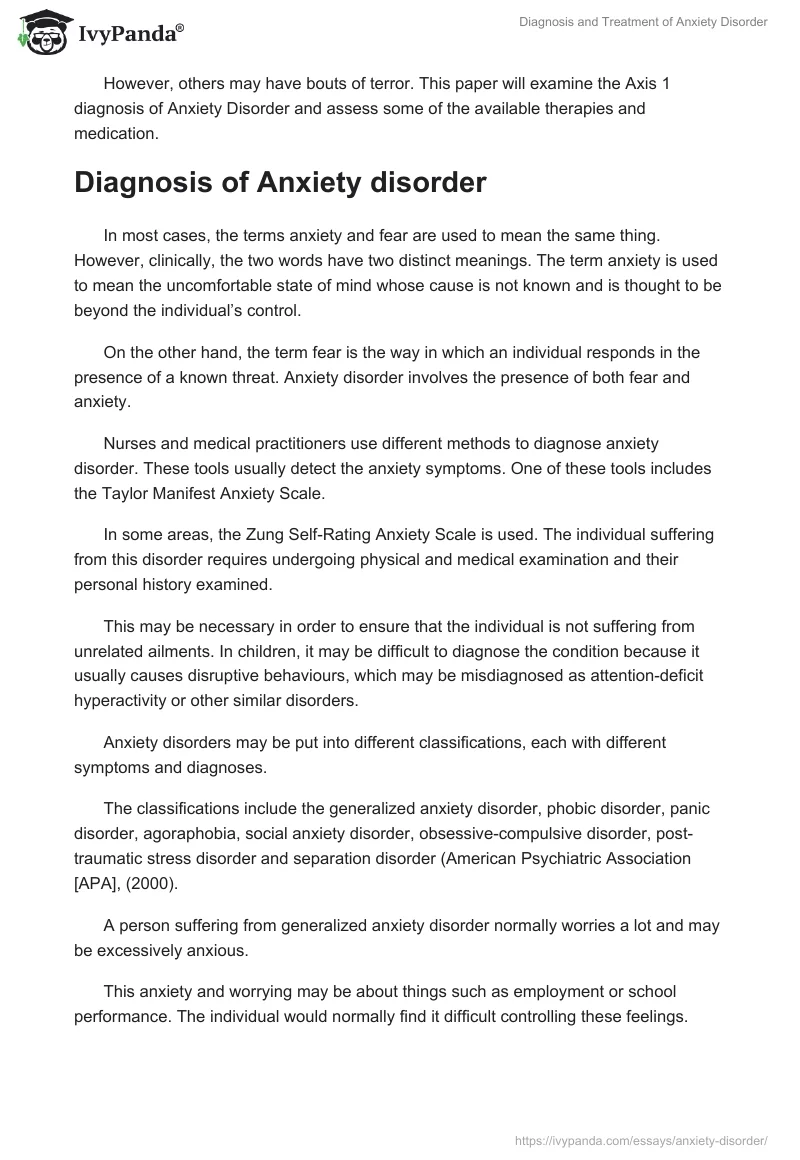 Diagnosis and Treatment of Anxiety Disorder. Page 3