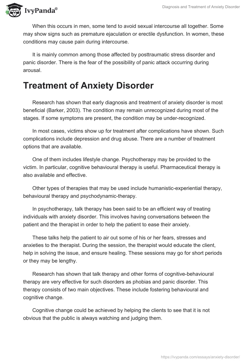 Diagnosis and Treatment of Anxiety Disorder. Page 5