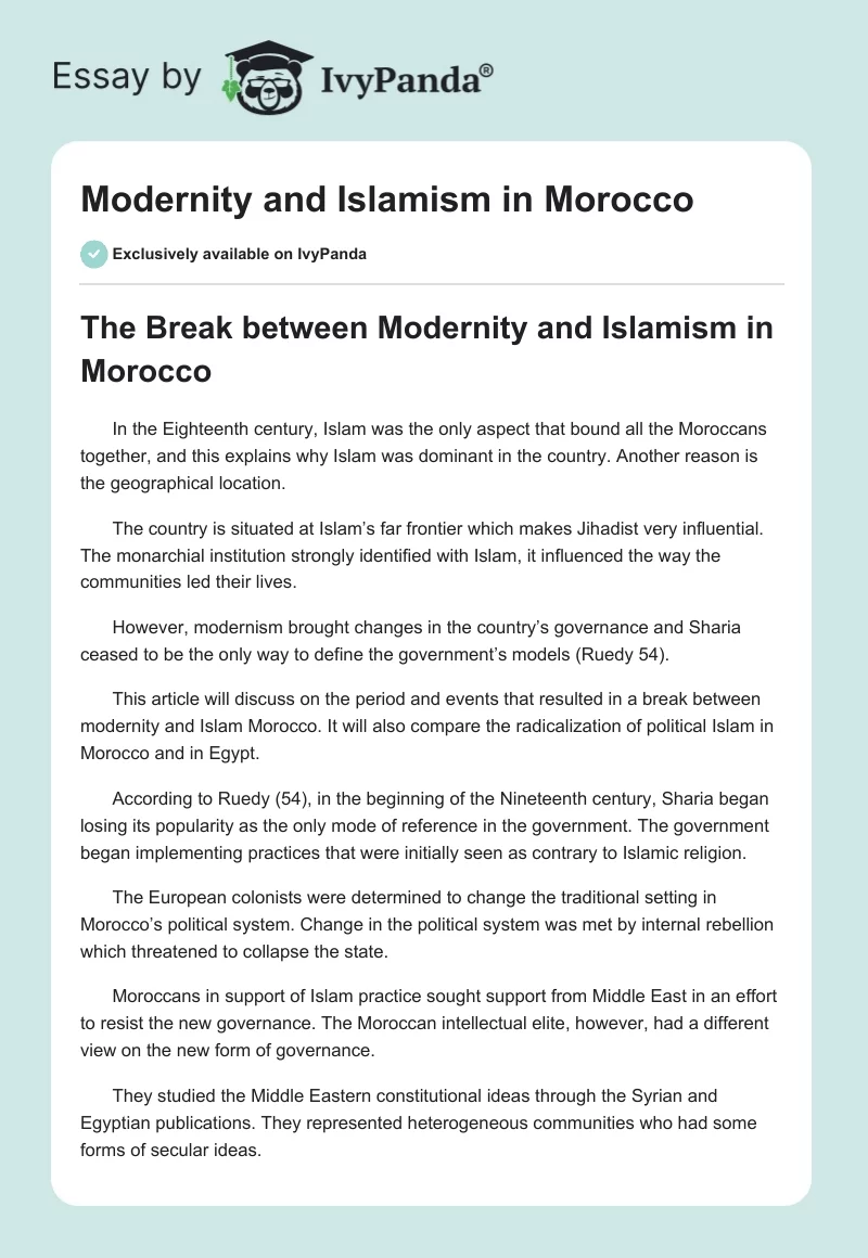 Modernity and Islamism in Morocco. Page 1