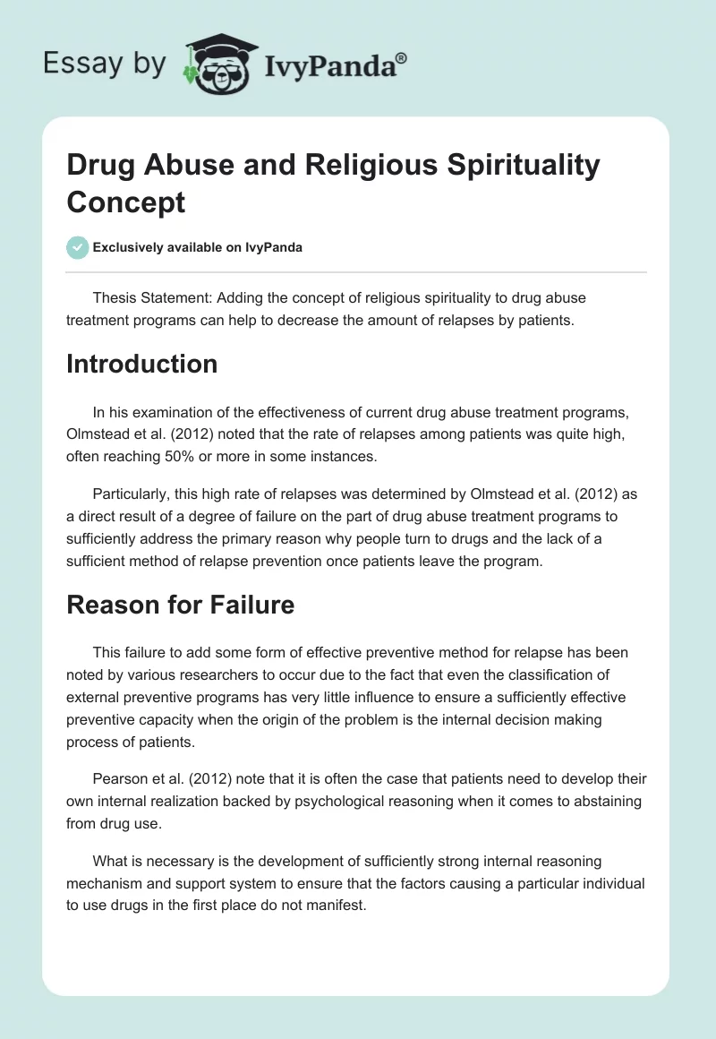 Drug Abuse and Religious Spirituality Concept. Page 1