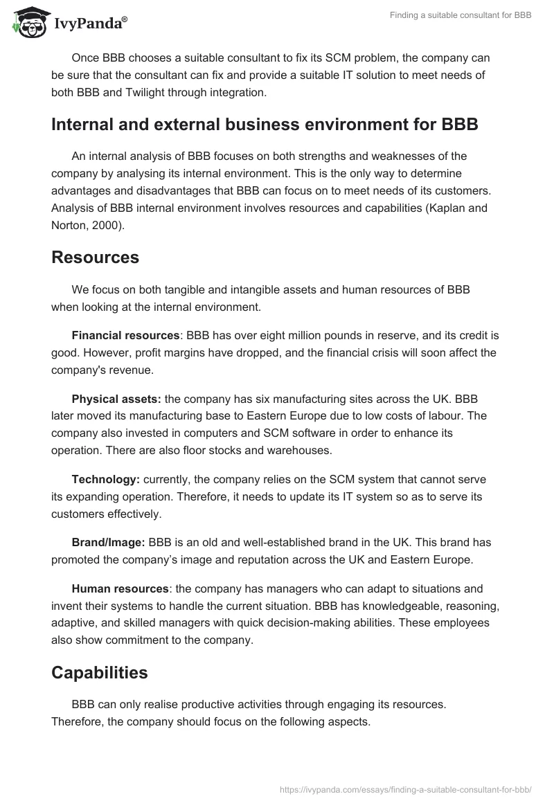 Finding a suitable consultant for BBB. Page 3