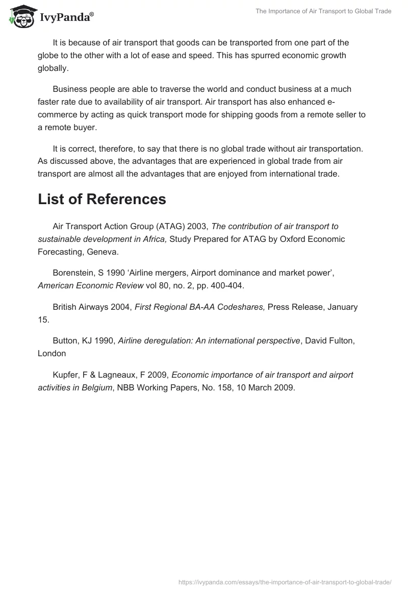 The Importance of Air Transport to Global Trade. Page 5