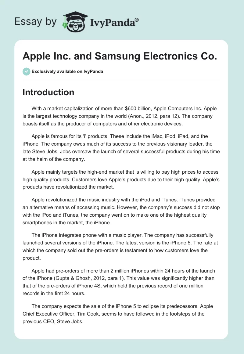 Apple Inc. and Samsung Electronics Co.. Page 1