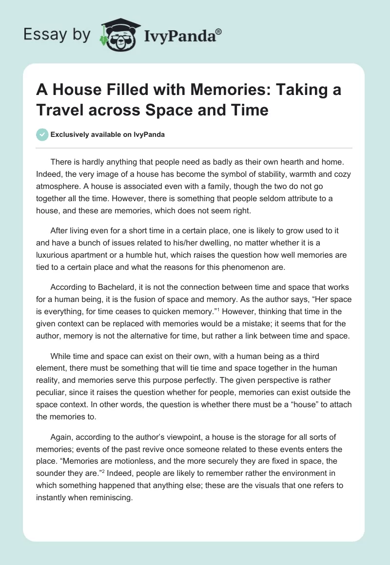 A House Filled with Memories: Taking a Travel across Space and Time. Page 1