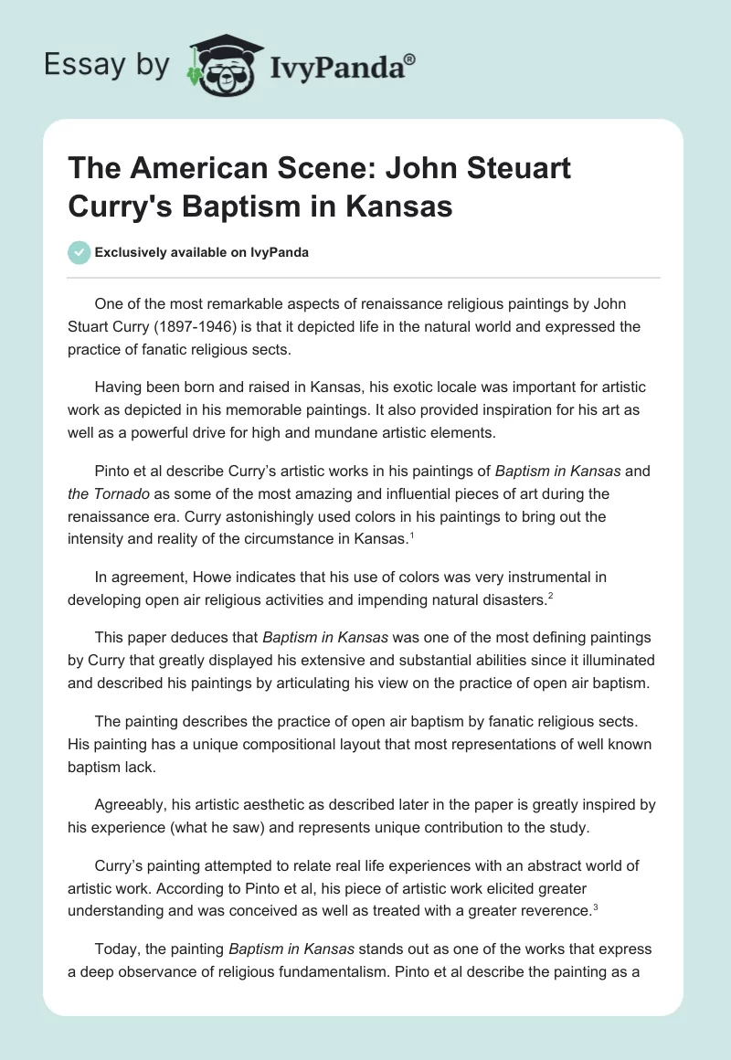 The American Scene: John Steuart Curry's Baptism in Kansas. Page 1