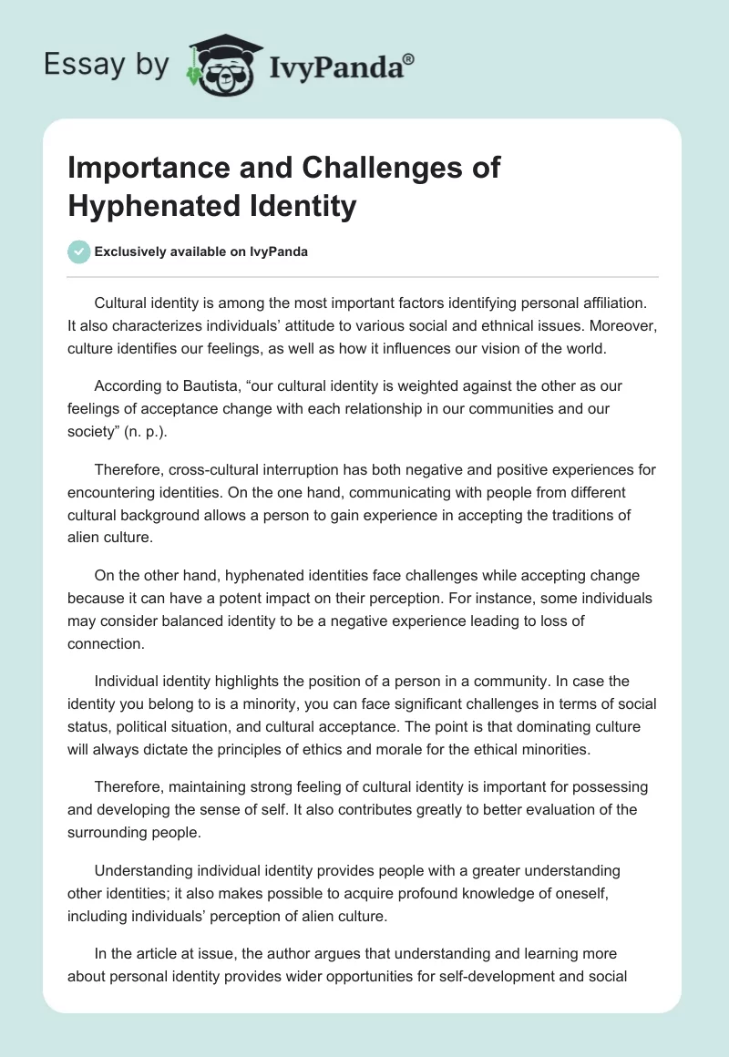 Importance and Challenges of Hyphenated Identity. Page 1