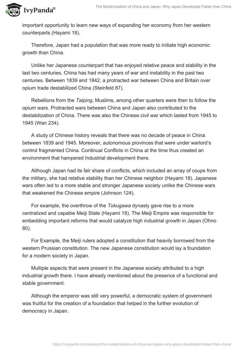 The Modernization of China and Japan: Why Japan Developed Faster than China. Page 2