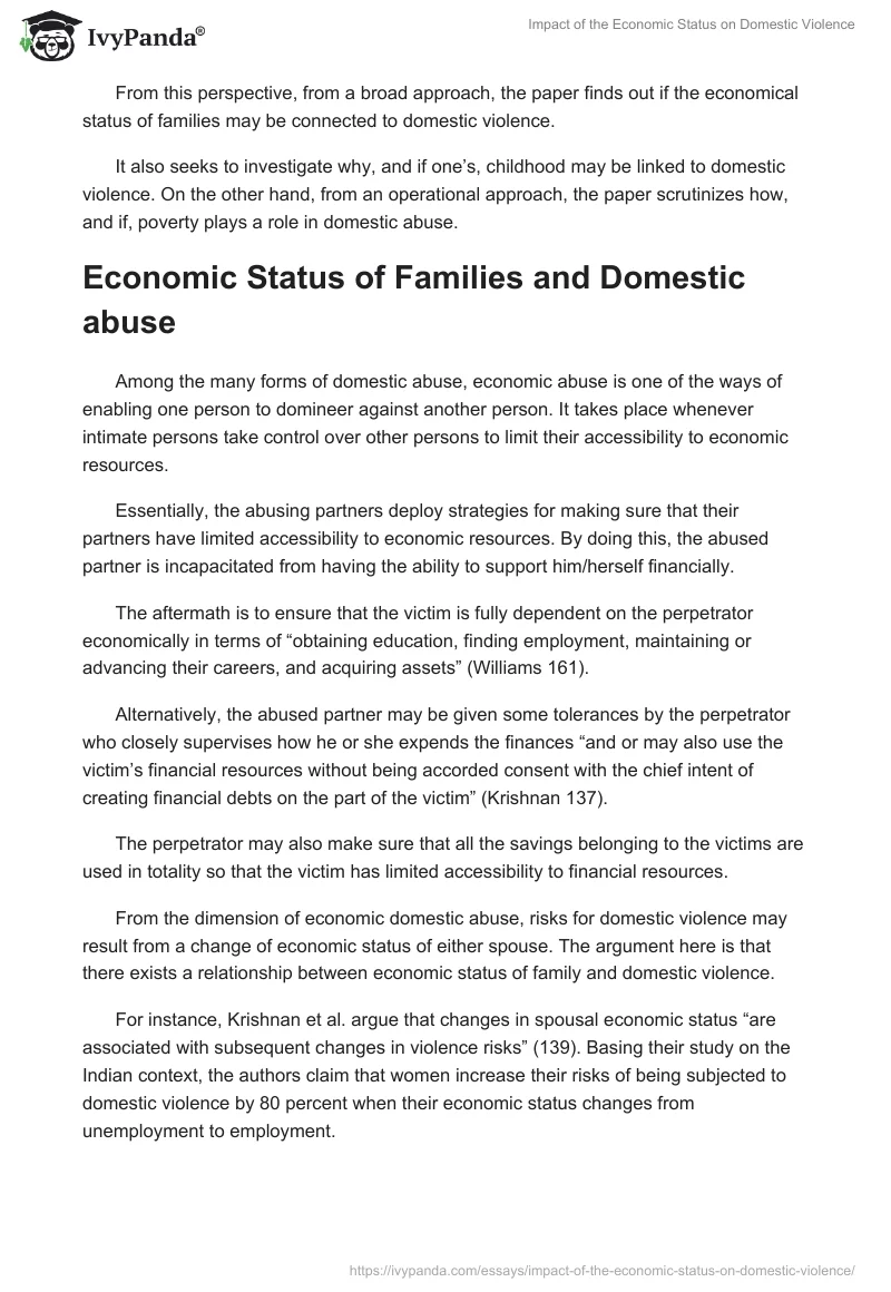 Impact of the Economic Status on Domestic Violence. Page 2