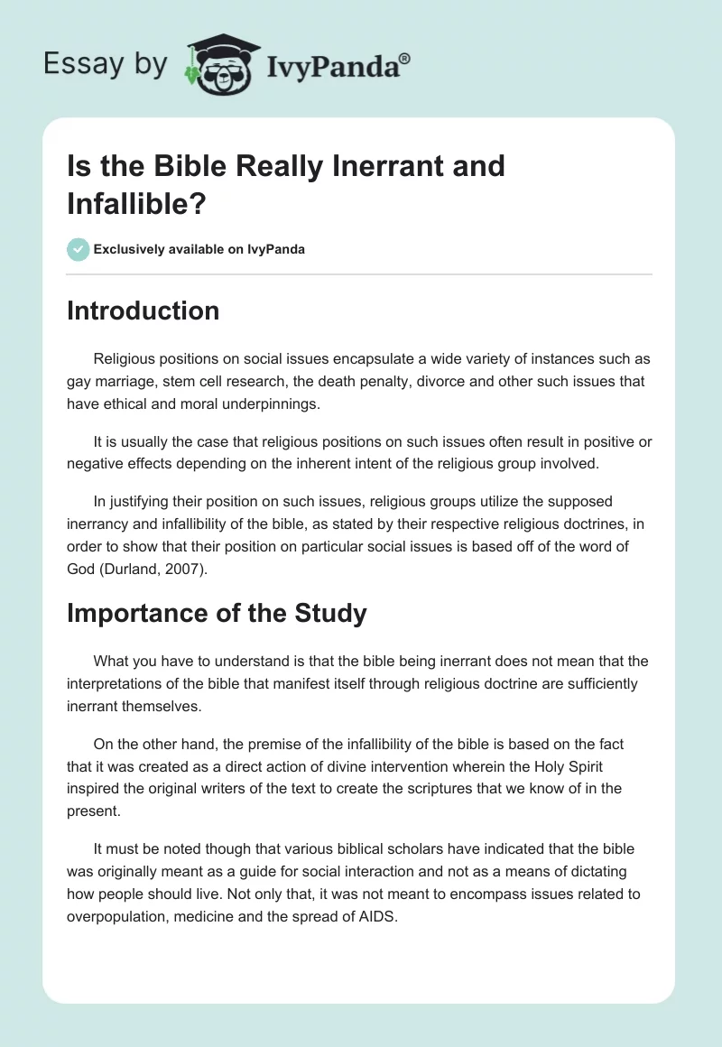 Is the Bible Really Inerrant and Infallible?. Page 1