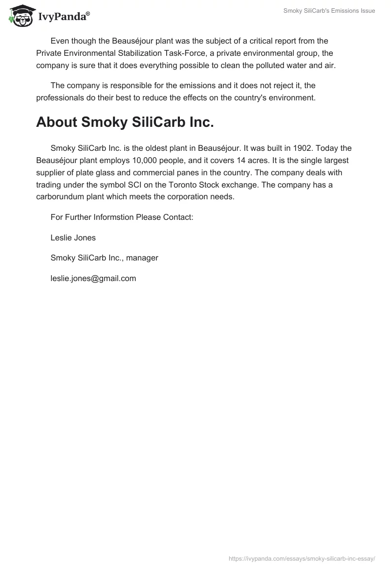 Smoky SiliCarb's Emissions Issue. Page 3