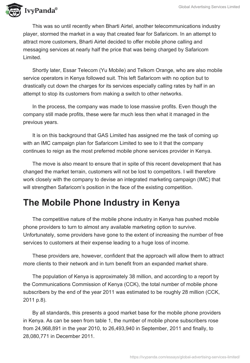Global Advertising Services Limited. Page 2