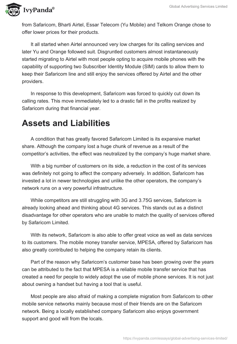 Global Advertising Services Limited. Page 4
