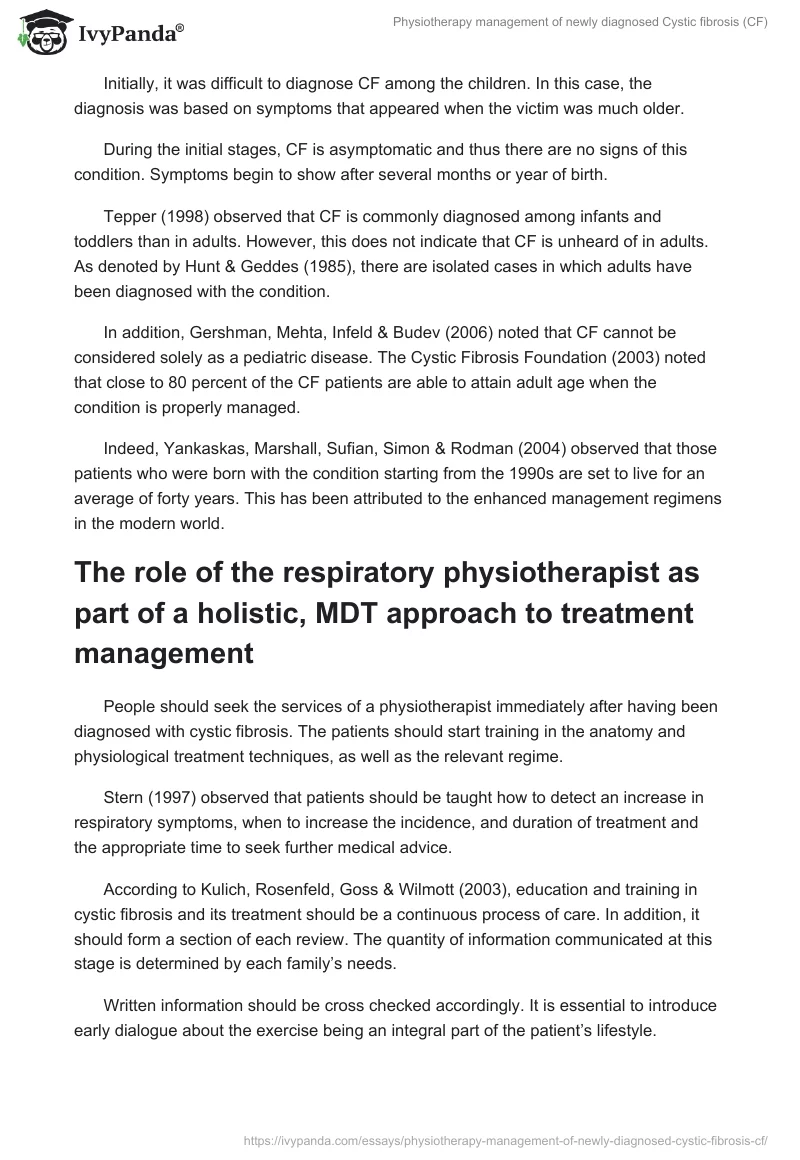 Physiotherapy management of newly diagnosed Cystic fibrosis (CF). Page 3
