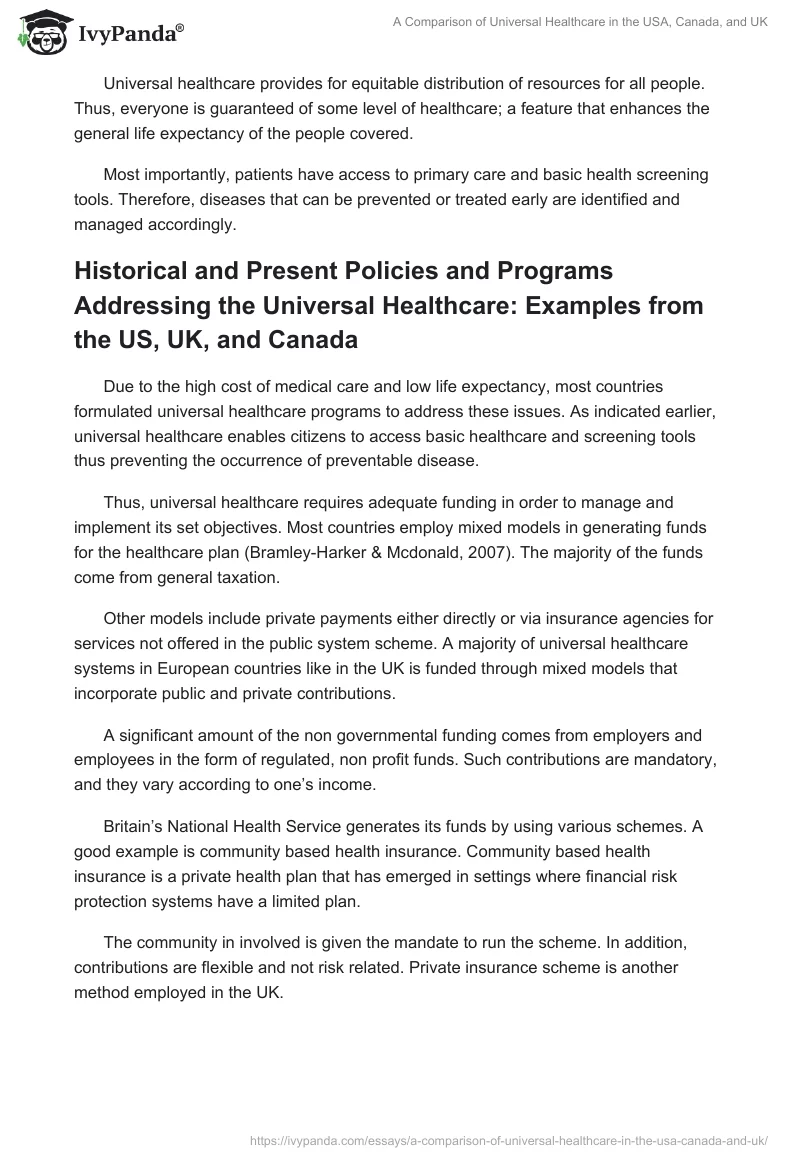 A Comparison of Universal Healthcare in the USA, Canada, and UK. Page 2