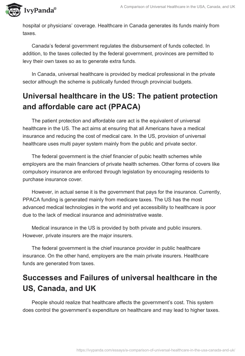 A Comparison of Universal Healthcare in the USA, Canada, and UK. Page 4