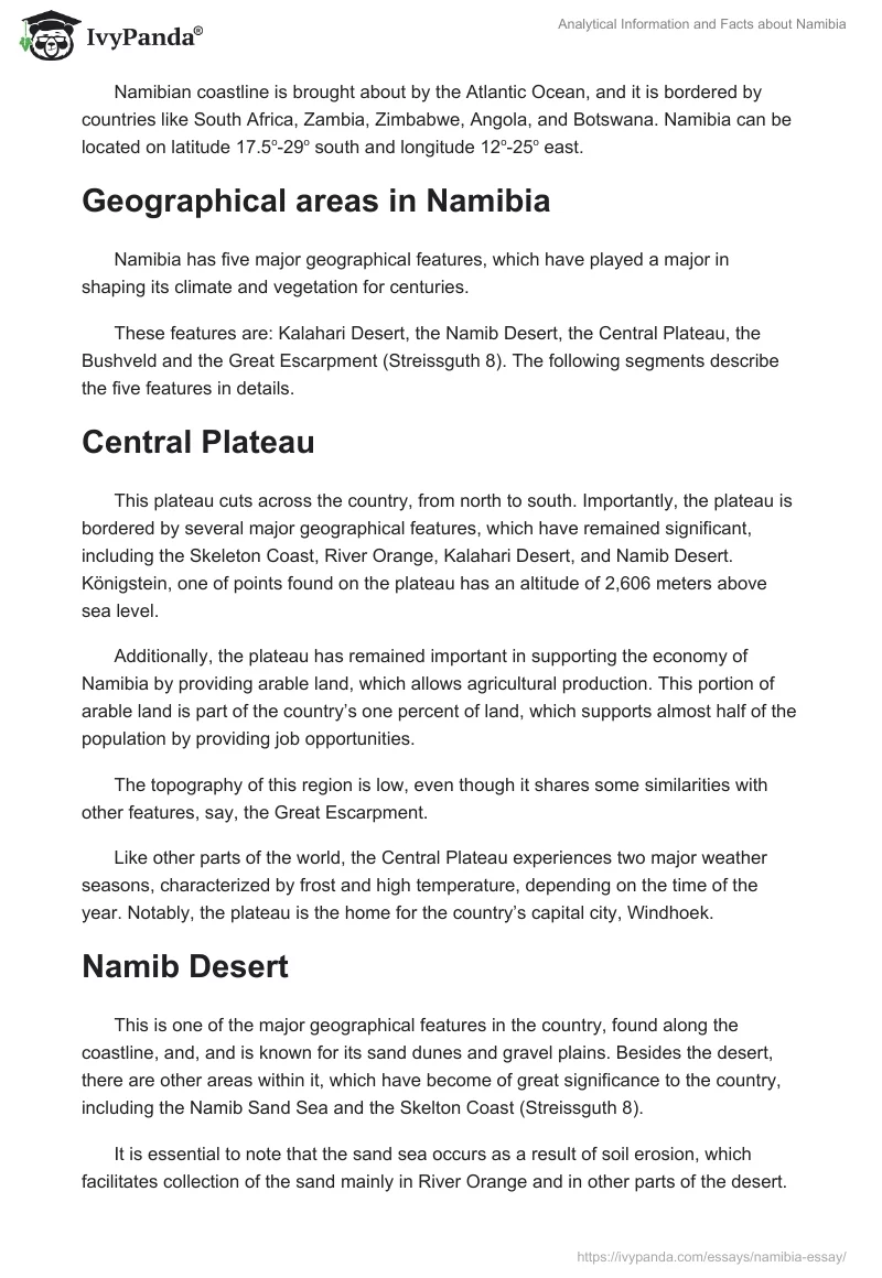 Analytical Information and Facts about Namibia. Page 2