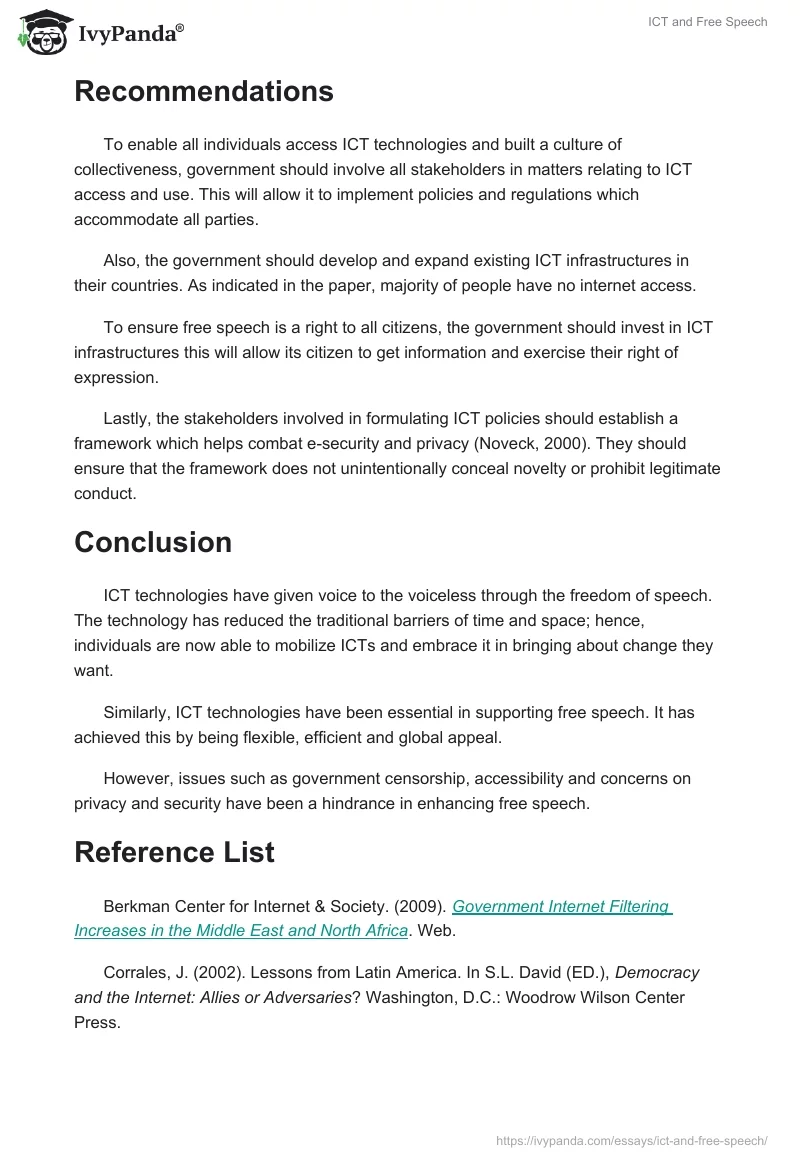 ICT and Free Speech. Page 5