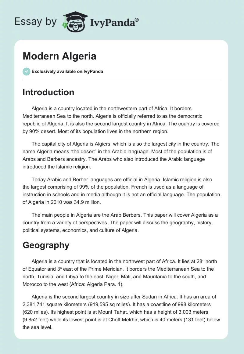 Modern Algeria. Page 1