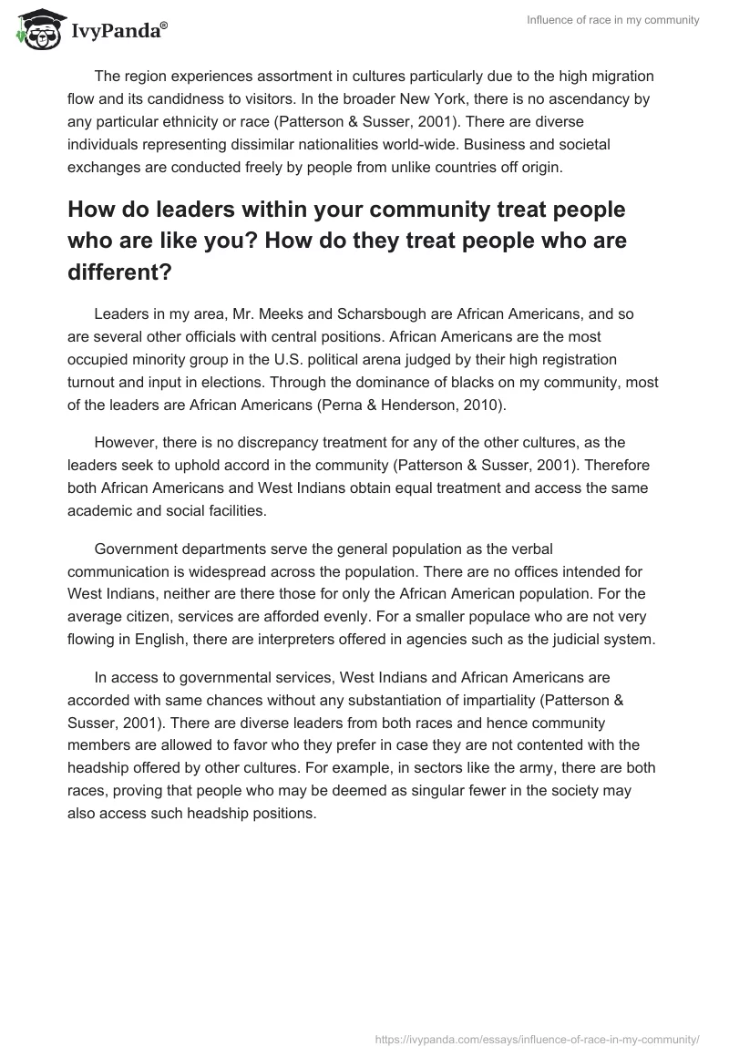 Influence of Race in My Community. Page 2