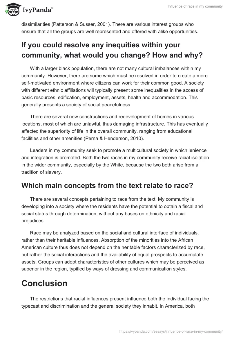Influence of Race in My Community. Page 5